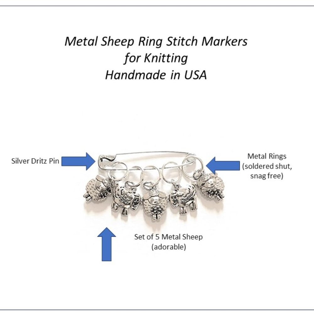 Sheep Stitch Markers Knitting Metal Ring Set Gifts for Knitters Notions - Picture 2 of 4